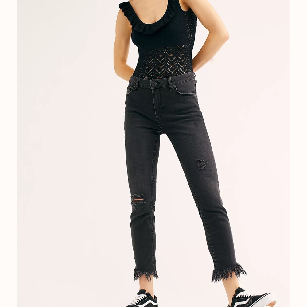 Free People Great Heights Frayed Bottom Jeans